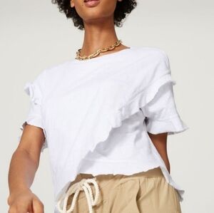 Derek Lam Collective White Cross Front Ruffle T-Shirt